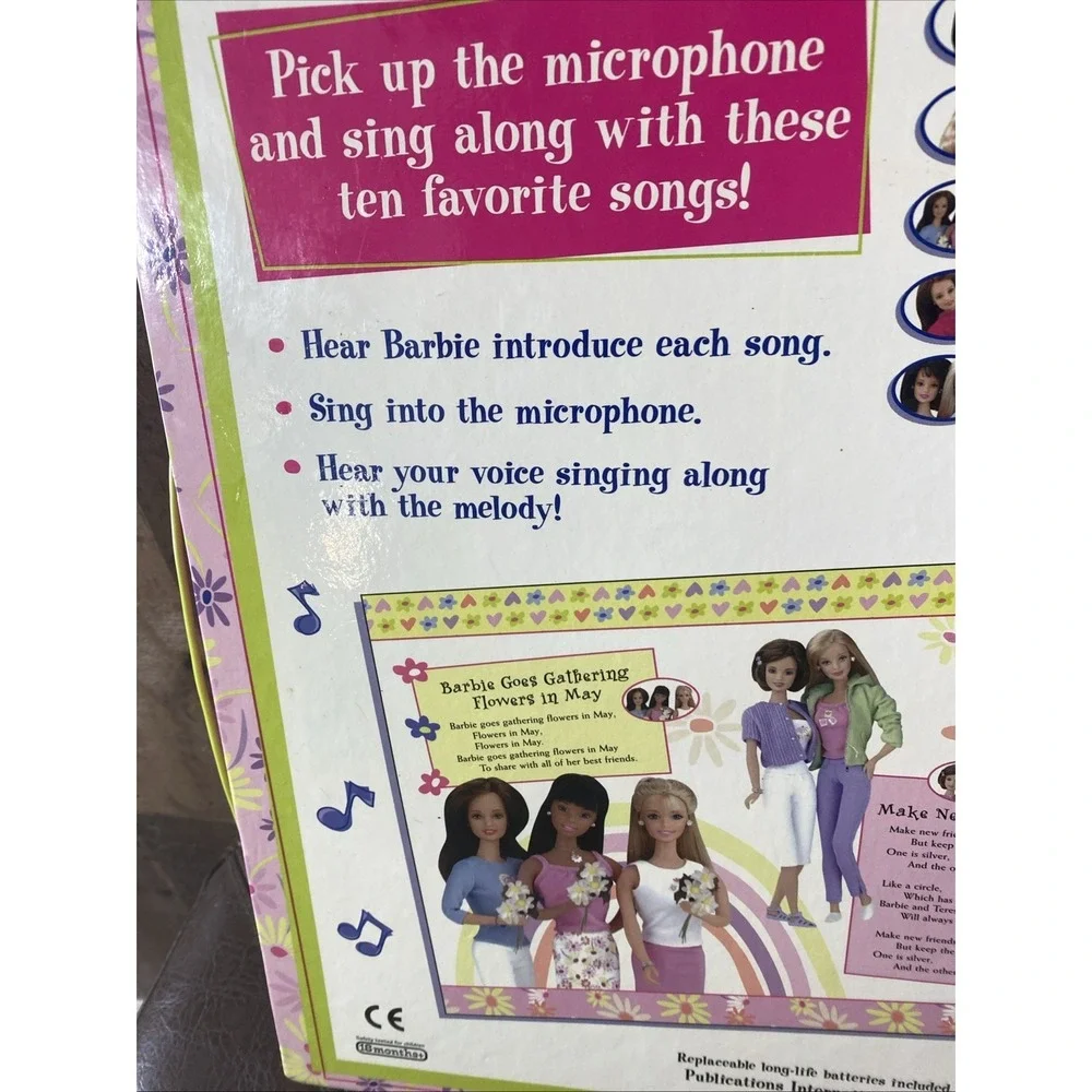VTG Barbie Sing-Along Songs Play-a-Song Book w/ Working Microphone (2000) TESTED